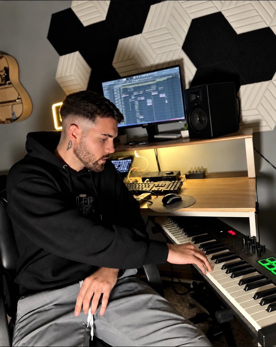 RAYO trabajando en el estudio